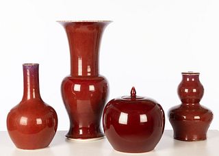 4 Chinese Oxblood Vases