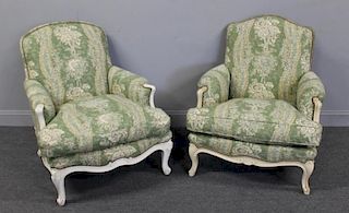 Pair of His & Hers Louis XV Style Upholstered