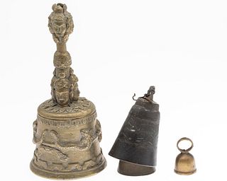 Southeast Asian Bronze Bell and two small bells