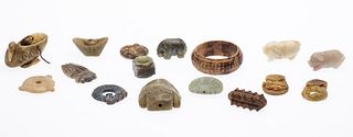16 Chinese Stone Beads, Pendants & Other Articles