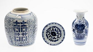 3 Chinese Blue and White Articles
