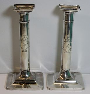 STERLING. Pair of Tiffany & Co. Candlesticks.