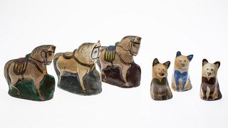 6 Persian Horse and Cat-Form Roof Tiles 