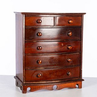Miniature Stained Wood Chest of Drawers, 20th C