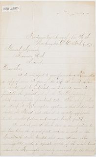 Sherman Signed Letter 1871, Reviewing Remington Arms
