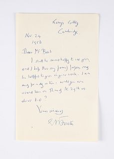 Forster, E.M. (1879-1970) Autographed Letter
