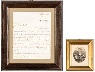William IV Letter Dated 1808 and Etching 
