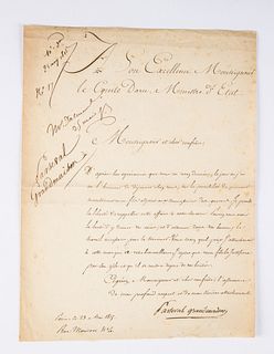 Parseval-Grandmaison, FranÃ§ois-Auguste Signed Doc.