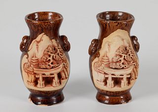 Pair of Japanese Redware Vases