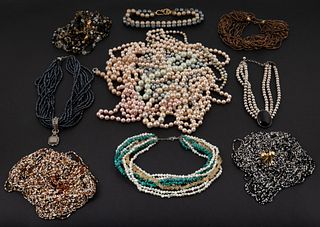 Group Faux Pearl & Beaded Costume Jewelry, 19 pcs.