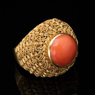 14K Gold and Coral Ring
