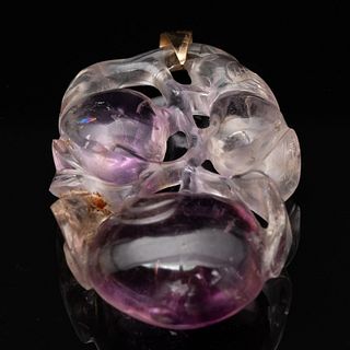 Chinese Carved Amethyst Fruit Pendant