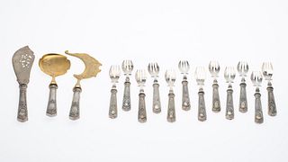 German Sterling Fish Fork Set and Serving Pieces