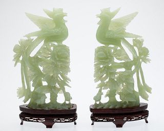 Pair of Carved Jade Birds