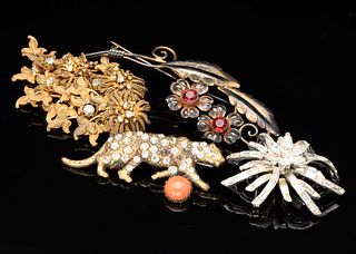 4 Costume Jewelry Brooches