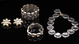 2 Sterling Bracelets, Necklace & Pair of Earrings