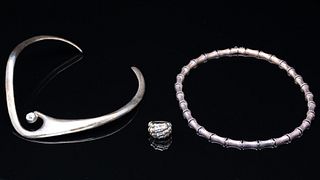Two Sterling Silver Necklaces and a Ring