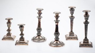 3 Pairs of Silverplate Candlesticks