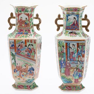 Pair of Chinese Famille Rose Vases