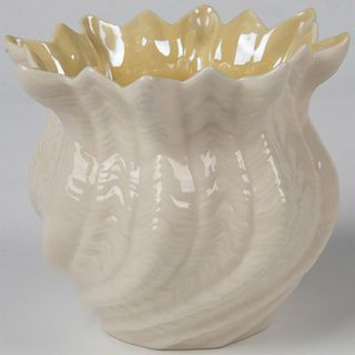 Belleek Pottery Porcelain Cachepot, Limpet Yellow