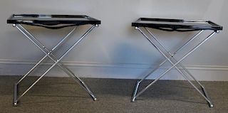 Pair of Chrome Jansen Style Folding Tables.