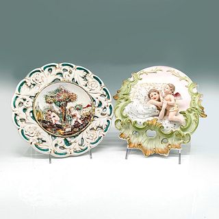 2pc Capodimonte Wall Plaque and Plate