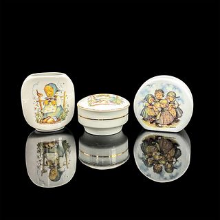 3pc Goebel Hummel Porcelain Vase/Money Bank/Lidded Box