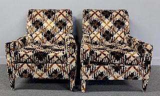 Midcentury Pair of Upholstered Lounge Chairs.