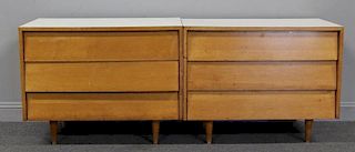 Pair of Midcentury Knoll Louvered Front Chests.
