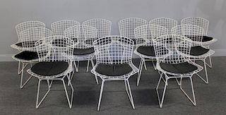 Midcentury Set of 12 + 1 Bertoia Side Chairs.