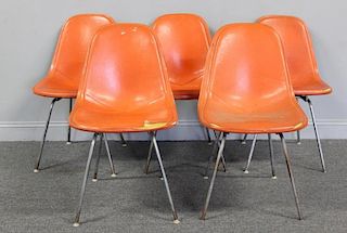Set of 5 Eames; Herman Miller Wire Side Chairs.