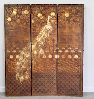 3 Panel Screen in the Manner of Rene Lalique.