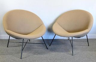 Pair of Midcentury Italian Modern Lounge Chairs.