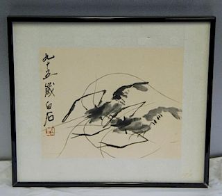 QI BAISHI. 5  Signed Watercolor Album Leaves.
