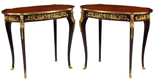 (2) LOUIS XV STYLE ORMOLU-MOUNTED SIDE TABLES