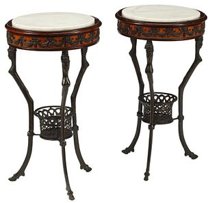(2) NEOCLASSICAL STYLE MARBLE-TOP SIDE TABLES