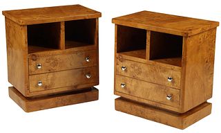 (2) ART DECO STYLE TWO-DRAWER BEDSIDE TABLES