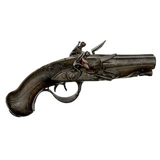 Belgian Double-Barrel Flintlock Pocket Pistol