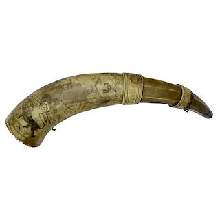 Large Engraved Scottish Powder Horn