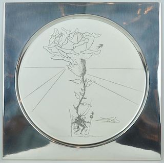 Salvador Dali Engraving on 925 Sterling Plate