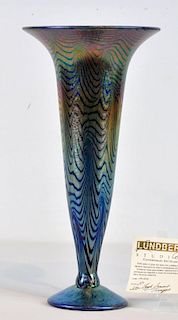 Lundberg Studios Art Glass Trumpet Vase