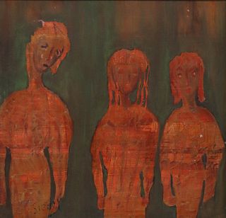RUTH A. SIEGEL (20TH C.) PAINTING, ABSTRACT FIGURES