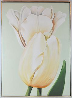 Lowell Nesbitt "Two Tulips" Oil on Canvas