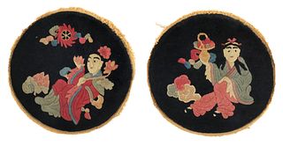 Two Antique Round Chinese Rugs