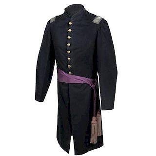 Civil War Infantry Captain's Frock Coat and Faded Crimson Silk Sash