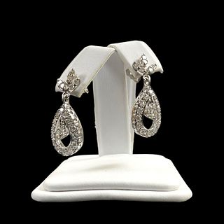 14 kt White Gold and Diamond Dangle Earrings