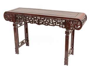 Chinese Carved Rosewood Temple Table 19th C., H 34" L 59" Depth 17"