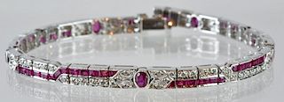 18kt Invisible Set Ruby & Diamond Bracelet