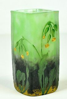Signed Daum Nancy Cameo Art Glass Vase