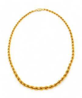 18k Gold Necklace, Tapered Spiral L 17" 22.6g